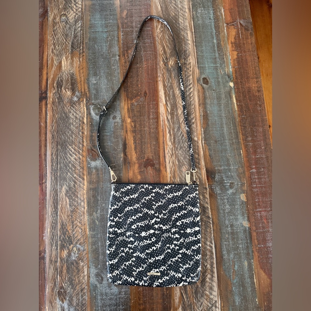 Rebecca Minkoff‎ Cayden Snake Embossed Black White Crossbody Bag | SKU AC0001